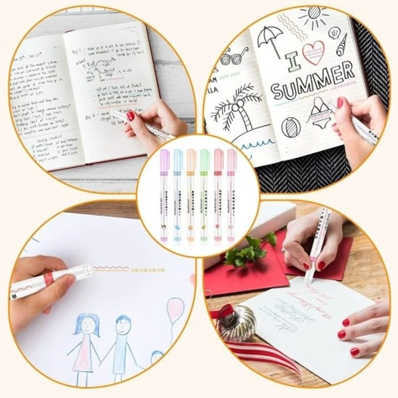 6-in-1 Pattern Roller Linear Color Pen