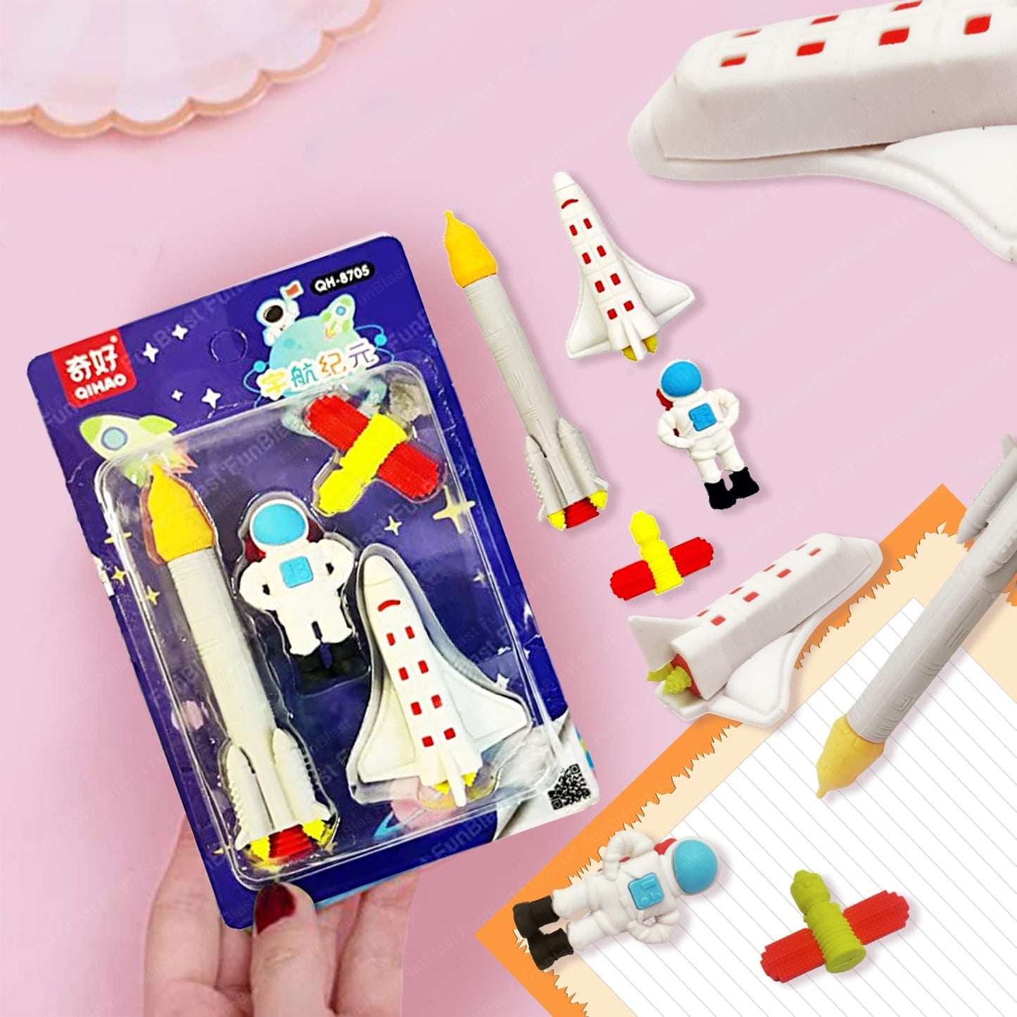Erasers for Kids, Space Rocket Theme Eraser Set for Kids, Eraser Set for Boys, Stationary Kit for Kid, Kawaii Erasers for Girls/Boys – (Multicolour)