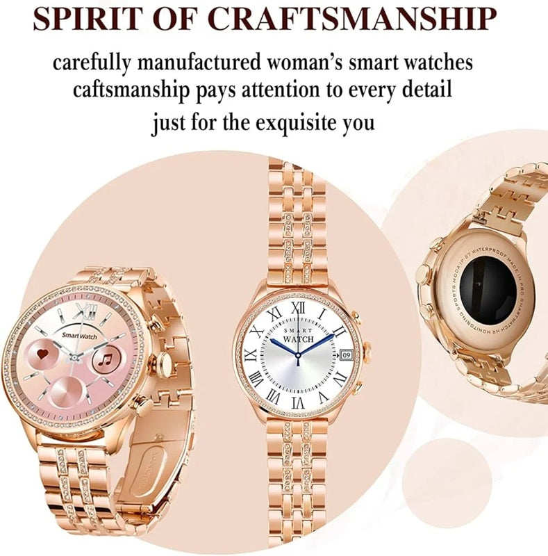 Gen 9 Diamond Strap HD Display 2 Straps Bluetooth Calling Smartwatch for Mens and Womens with 500+ Watch Faces (Rose Gold Strap)