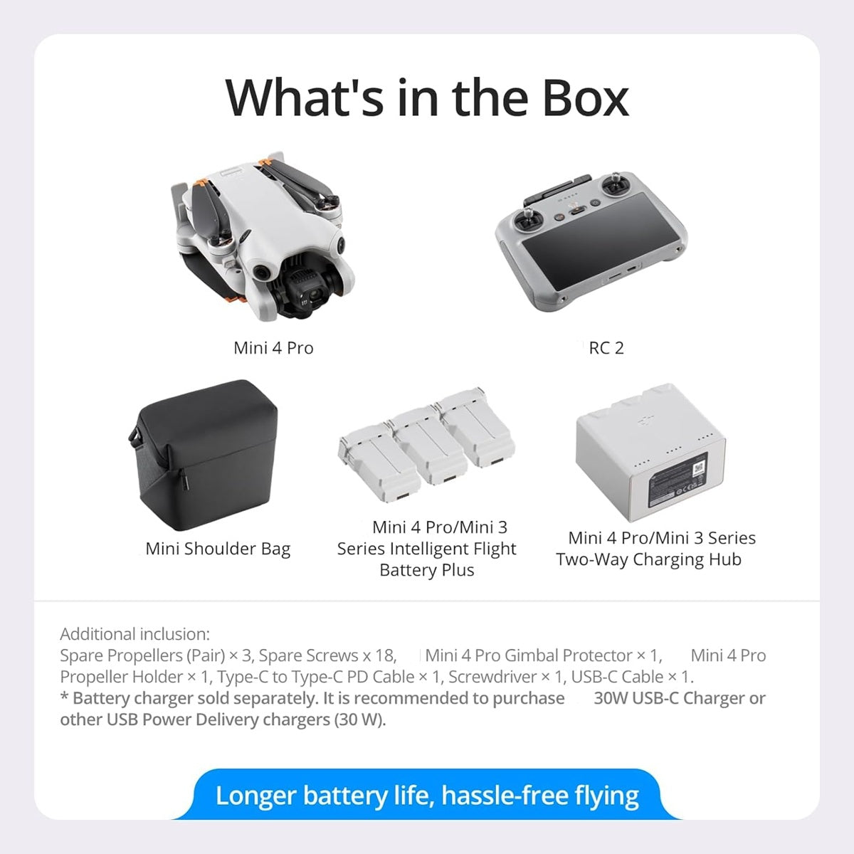 Mini 4 Pro Folding Drone with RC 2 Remote (With Screen) Fly More Combo Plus, 4K HDR, Under 249g, Omnidirectional Sensing, 3 Plus Batteries