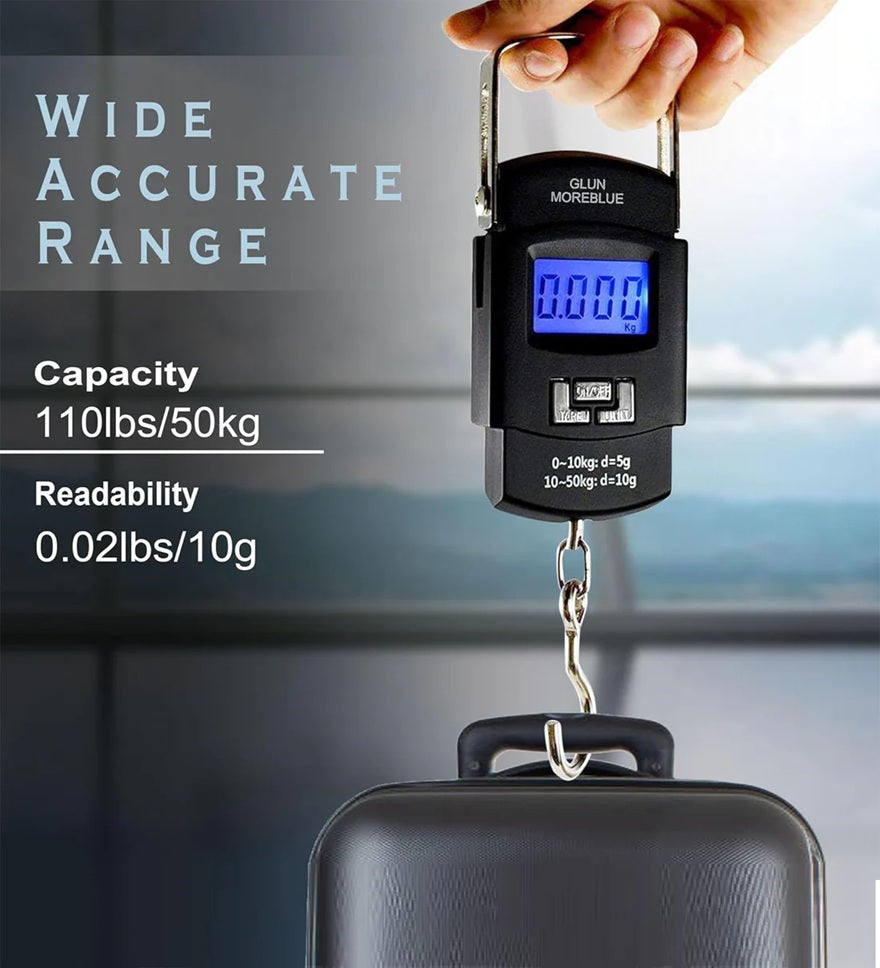 digital weighing machine for Luggage weighing, Weighing scale capable of 50kg, Scale with LCD Display & Stainless steel hook. Aliston A08 /A302 Hanging Scale.