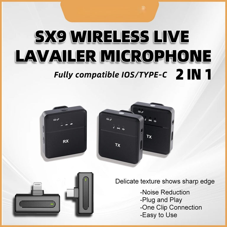 SX9 Wireless Microphone for PC, Android & iOS | Dual Collar Mics with 1 Receiver | 360° Noise Cancellation | Plug & Play Mic for YouTube, Vlogs, Live Streaming & Video Recording