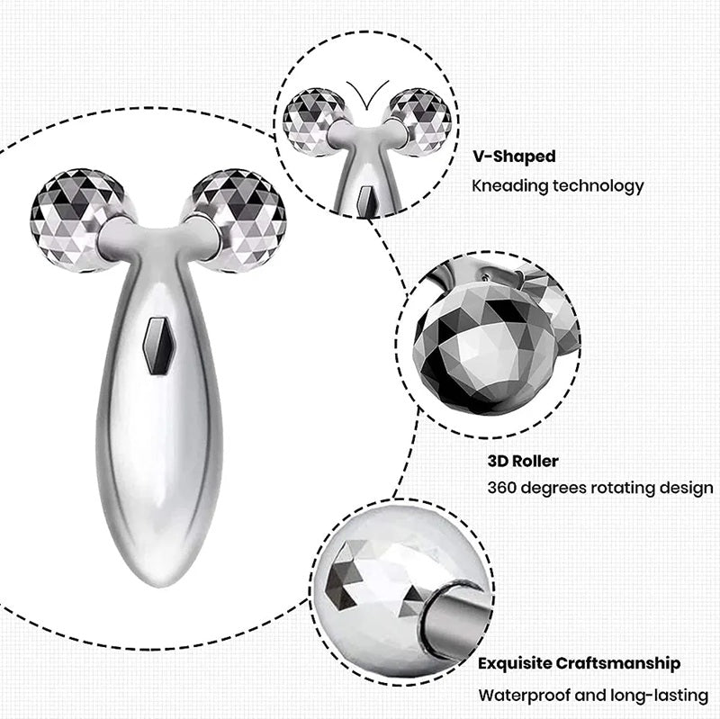3D Maxtop Manual Face Massager for Glowing Skin | Facial Roller & Body Massage Tool | Women's Self Care Beauty Device for Skin Tightening and Lift | 3D Massager Roller