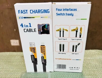 4-in-1 Fast Charging Cable | 65Watt PD | USB-A/USB-C/Lightning Multifunctional Cord