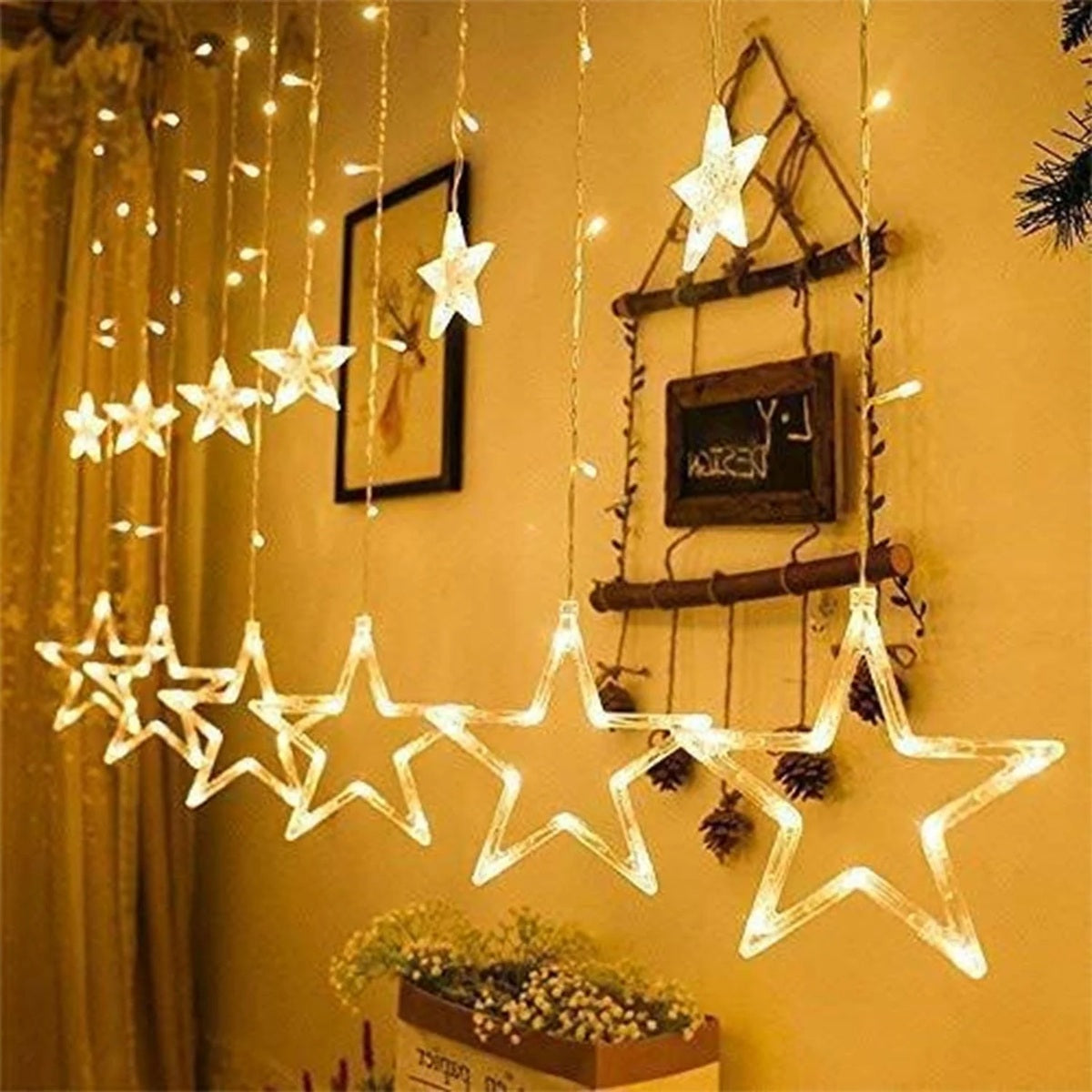 Artificial Star LED String Lights – 200 LEDs Curtain Light, 8 Lighting Modes with Adjustable Brightness, 10x3 Feet Decorative