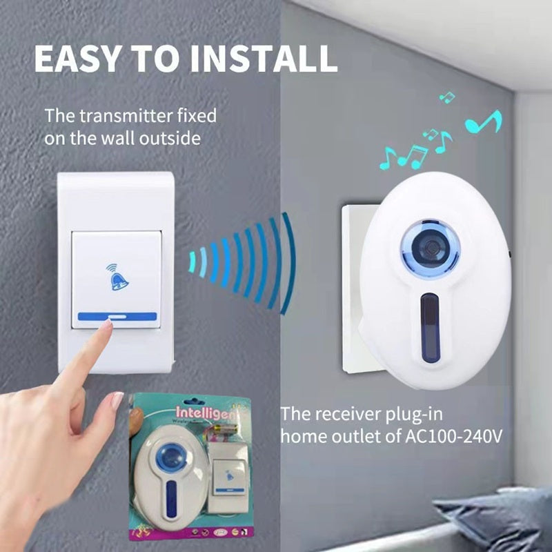 EIS Wireless Doorbell Kit Chime LED Flash Cordless Wireless Calling Remote Door Bell Wireless Door Chime  (32 Tunes)