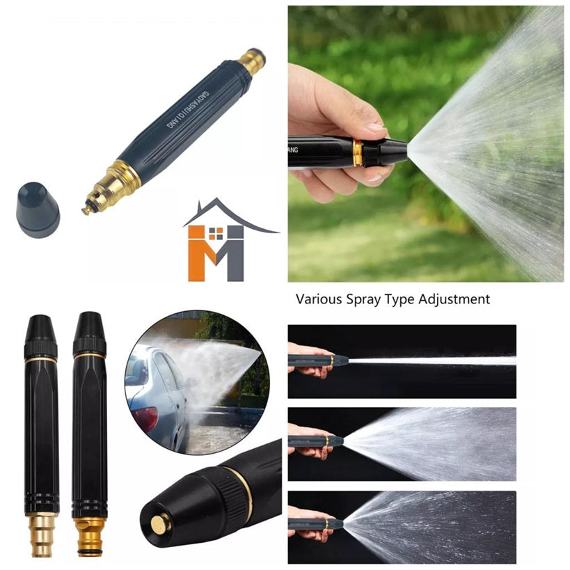Metal Portable High Pressure Washing Water Gun, Adjustable Multifunction Pressure Washer Nozzle Spray Gun Direct Spray Car Wash Water Gun,Black High Pressure Nozzle.(pack of 1)