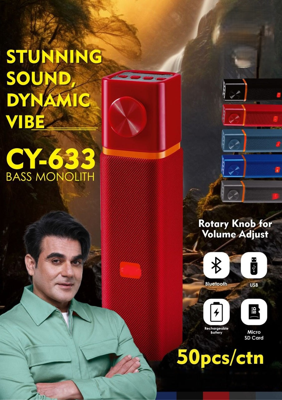 CY633 Wireless Bluetooth Speaker with Stunning Sound Super Bass Hi-fi Sound Quality | Upto 10H Playtime Non-Stop Music | Fast Charging with Multimode USB/Micro SD Card/FM (Black)