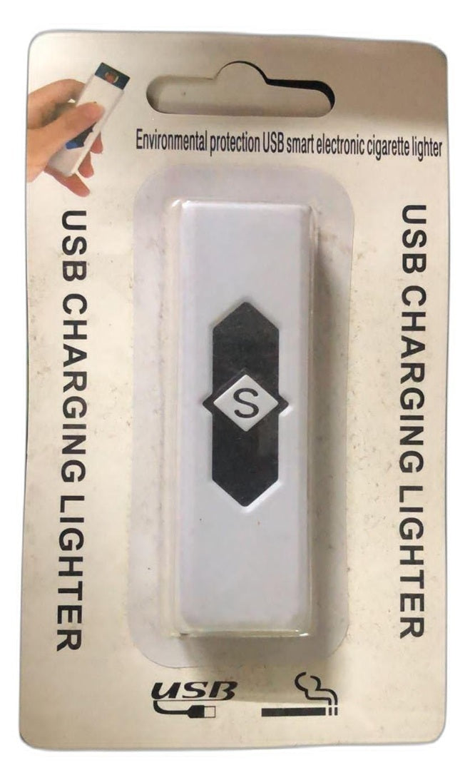 Generic USB Charging Lighter | Eco-Friendly, Smart, Flameless, Windproof, Portable, Modern, White Plastic Electronic Lighter