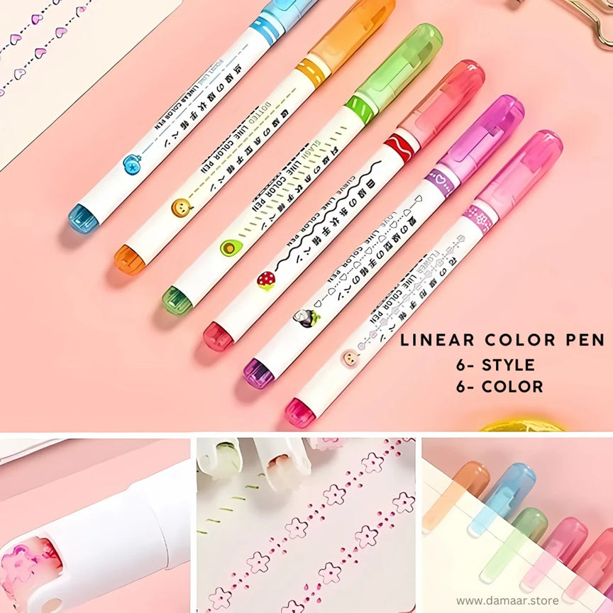 6-in-1 Pattern Roller Linear Color Pen