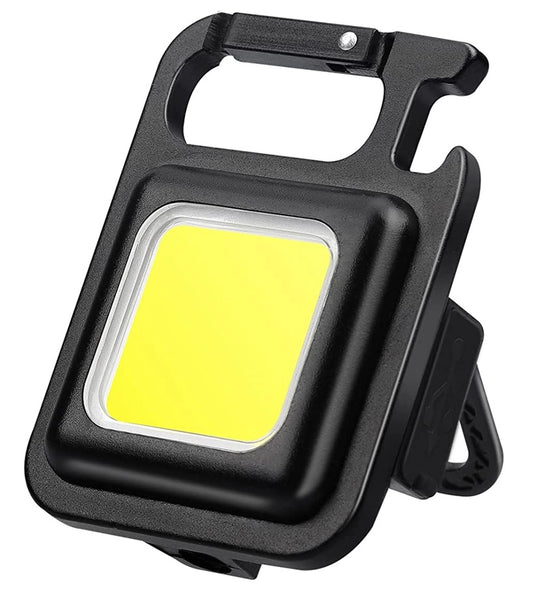 Keychain Mini Cob Flashlight, Super Bright (Max 500 Lumens) Rechargeable Emergency Light, 4 Modes Portable Pocket Light with Folding Bracket Bottle Opener for Fishing, Camping, Walking