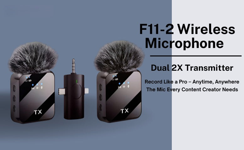 F11Wireless Mic for Youtubers,Wireless Microphone with 30-Hour Charging Case,Intelligent Noise Reduction Wireless Mic for YouTube, Ideal Mike for YouTube Channel