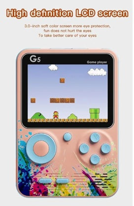 G5 5000 in 1 Retro Game Box Only for 1 Player, Handheld Classical Game PAD Can Play On TV, 500 Games Like Contra, Tank, Bomber Man Etc. (A Like Star Product) (Blue Grey)