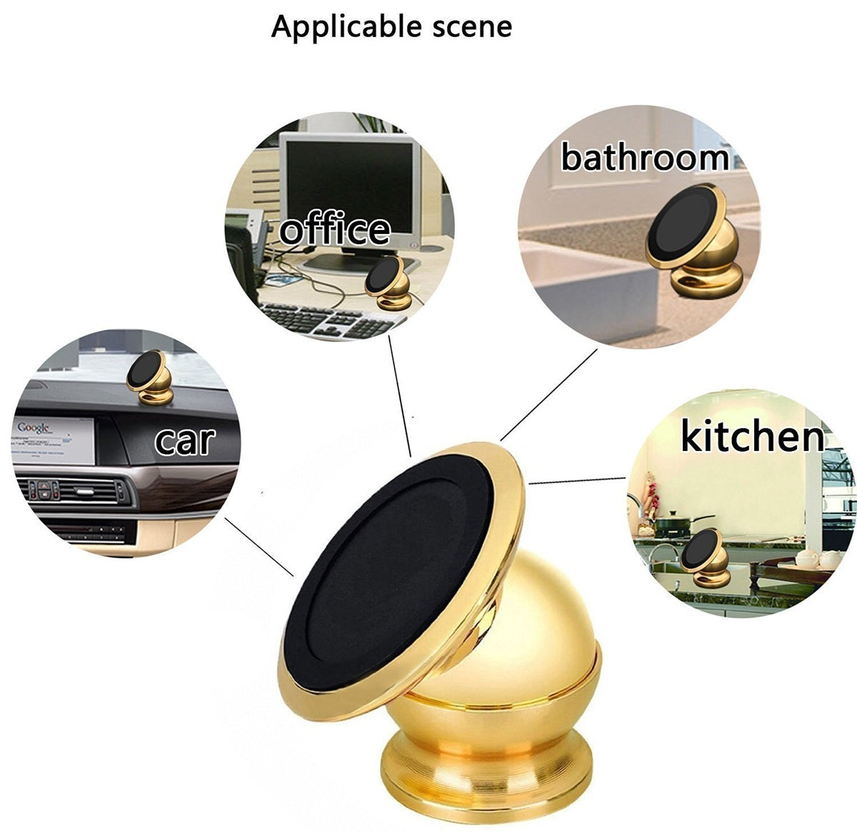 Aluminium Metal Portable 360 Degree Rotating Magnetic Mobile Holder for Car, Office, Desk, Home and Table