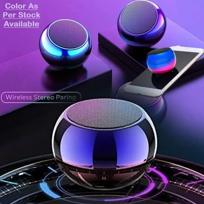 Mini Boost 4 Bluetooth Speaker 4D Mini Round Steel Speaker - Multicolor Random Colour - Pack of 1