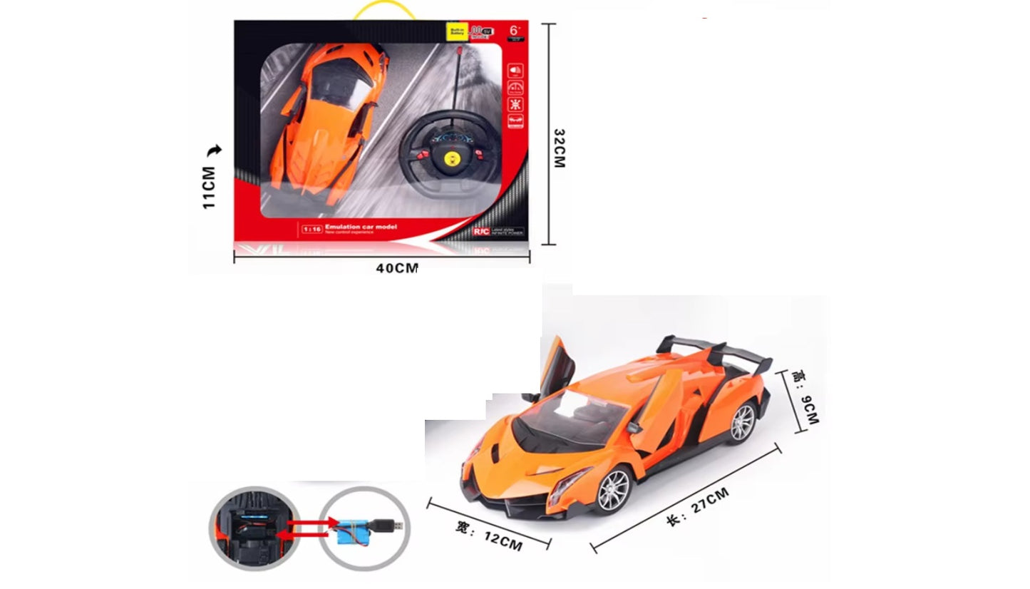 R/C Remote Control Super Sports Car with Doors Opening RC Racing Stunt Model Car Toys with Headlights for Boys