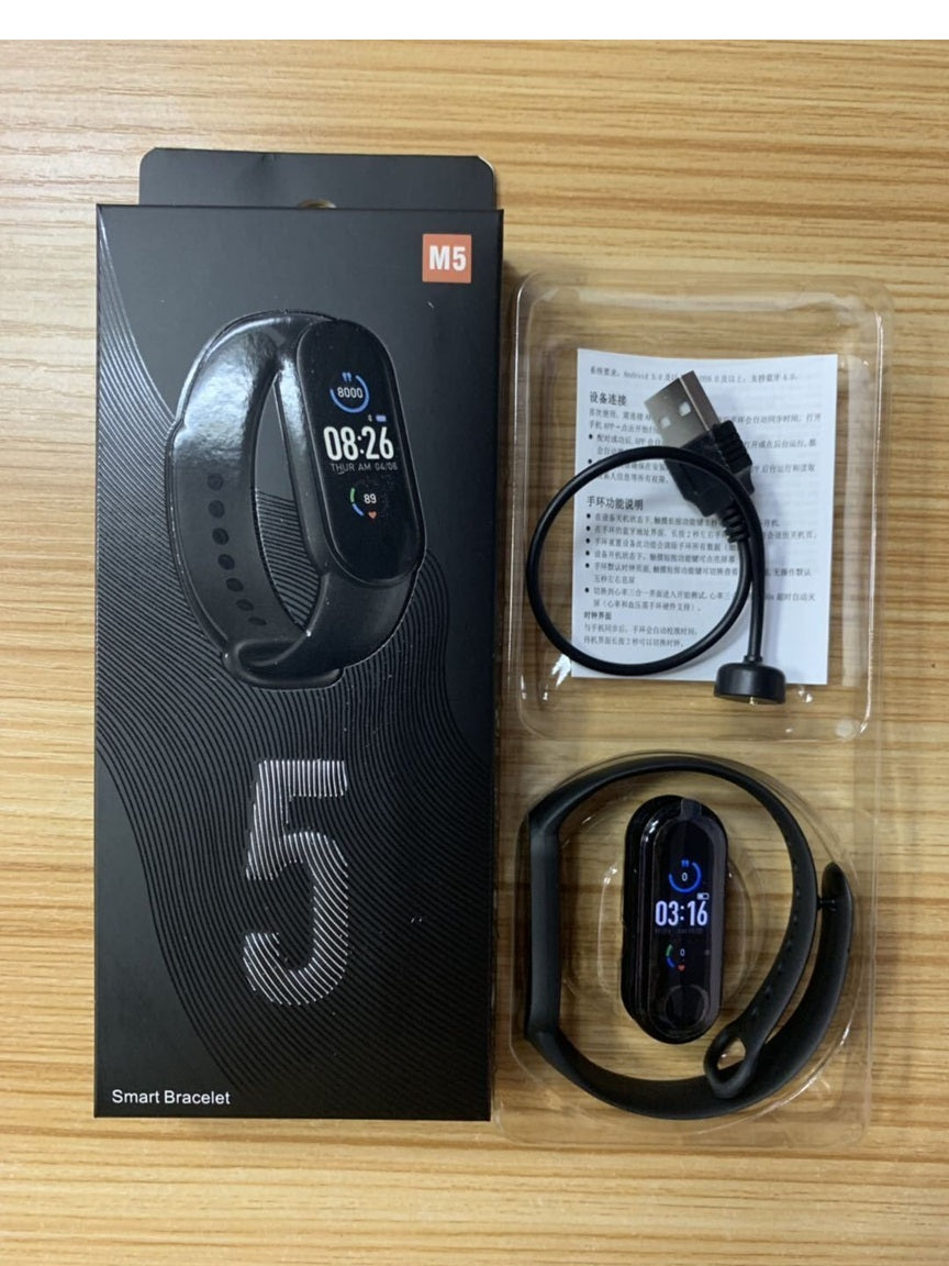 M5 Smart Bracelet Upgrade Sports Bracelet Heart Rate Blood Pressure Monitoring Band Smart Wristband