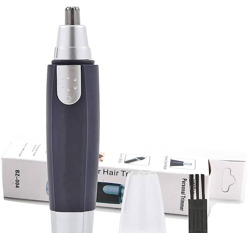 3-in-1 Nose, Ear & Eyebrow Hair Trimmer for Men & Women – Waterproof, Painless Facial Hair Remover with Dual-Edge Blades – Compact, Battery-Operated Grooming Tool (Black) (POWER CELL (AA) BATTERY INCLUDED)
