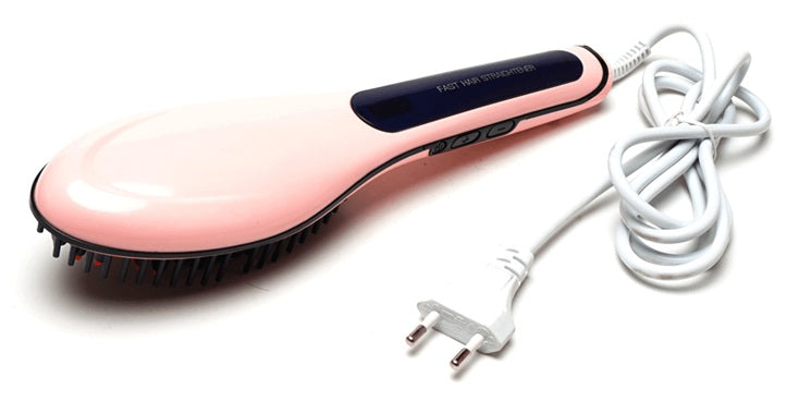HQT-906 Fast Hair Straightener Brush with Temperature Control (Multicolour)