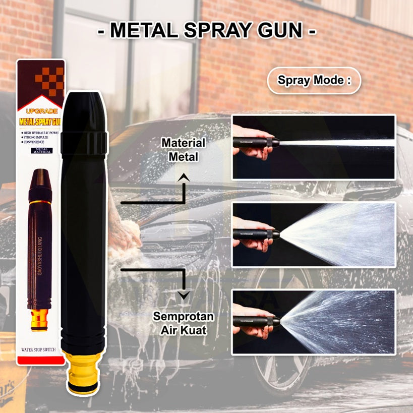 Metal Portable High Pressure Washing Water Gun, Adjustable Multifunction Pressure Washer Nozzle Spray Gun Direct Spray Car Wash Water Gun,Black High Pressure Nozzle.(pack of 1)