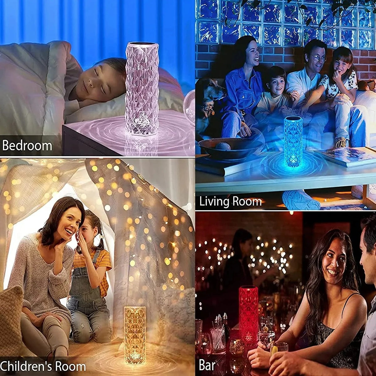 Rose Diamond Table Lamp (USB Charging Touch Lamp)