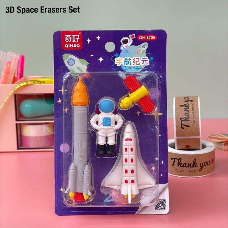 Erasers for Kids, Space Rocket Theme Eraser Set for Kids, Eraser Set for Boys, Stationary Kit for Kid, Kawaii Erasers for Girls/Boys – (Multicolour)