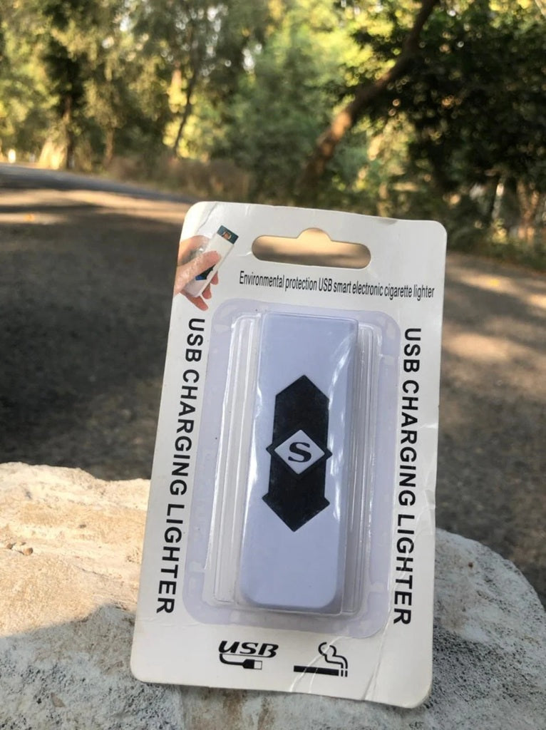 Generic USB Charging Lighter | Eco-Friendly, Smart, Flameless, Windproof, Portable, Modern, White Plastic Electronic Lighter
