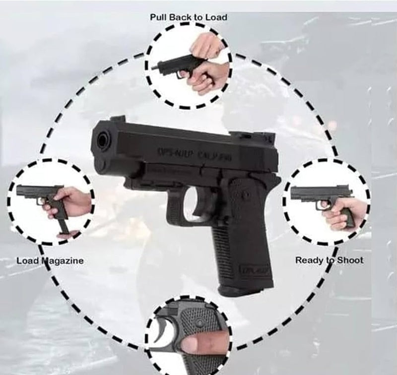 PistolGun for kids of Gun with Laser14 Darts & Plastic Bullets (Black)