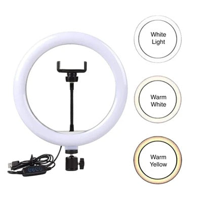 Ring Lights 10" Portable LED Selfie Lights (26cm) for Camera, Phone, TIK Tok, YouTube Video Shooting. Foldable and Lightweight. 7 feet Long. 3 Color Modes LED Light