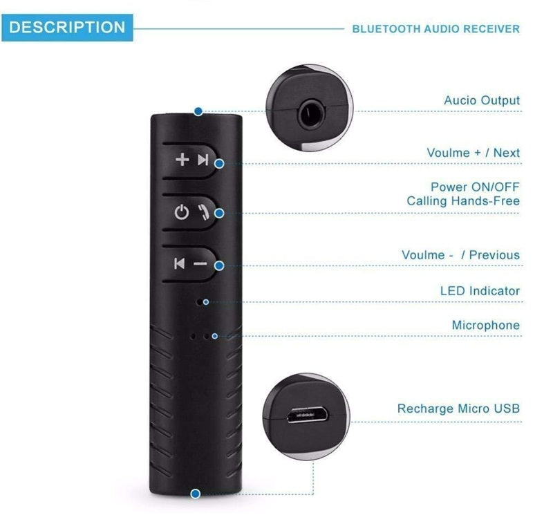 BT-450 Bluetooth Receiver | 3.5mm AUX Adapter for Car Audio & Speakers | Hands-Free Calling & Music Streaming | Compatible with Earphones & Stereo Systems