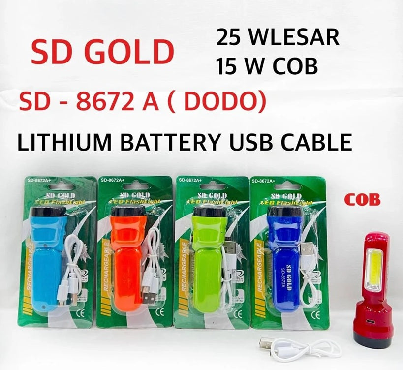 Rechargeable LED Torch - SD-8672A Mini Pocket Flashlight for Emergencies, Camping and More