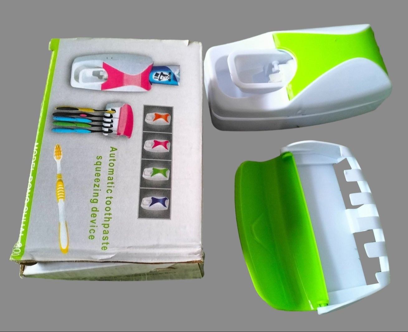 Wall-Mounted Automatic Toothpaste Dispenser with 5-Slot Toothbrush Holder | Hands-Free Vacuum Pump Toothpaste Squeezer for Bathroom – Multicolor (1 Pc)