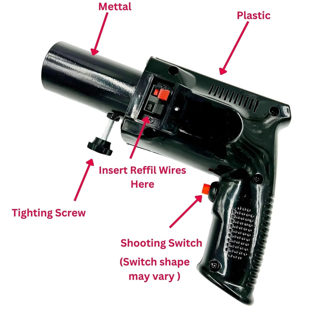 Black & White Sparkle Pyro Gun for Parties, Events and Celebrations