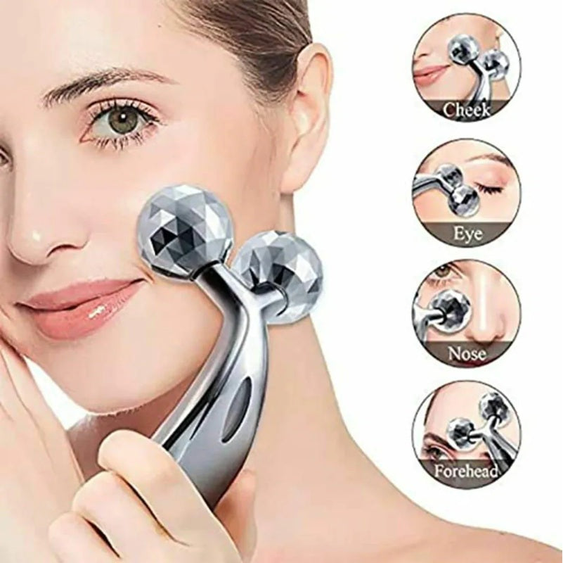 3D Maxtop Manual Face Massager for Glowing Skin | Facial Roller & Body Massage Tool | Women's Self Care Beauty Device for Skin Tightening and Lift | 3D Massager Roller