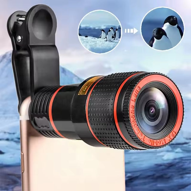 8X Universal Monocular Zoom Optical Cell Phone Lens Observing Survey Telephoto Lens for Smartphone