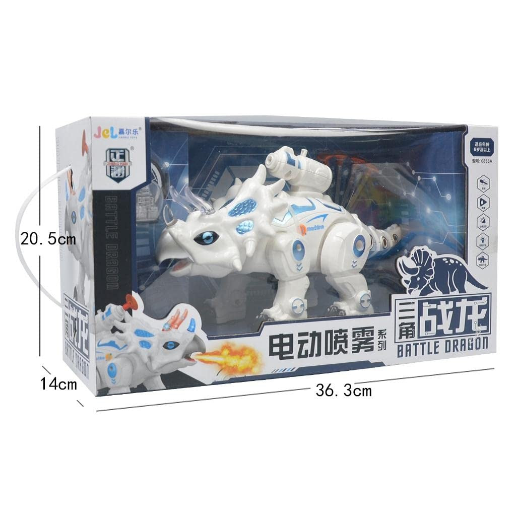 Electric Walking Dinosaur Toy with Spray and LED Light Features Interactive Triceratops for Kids Realistic Sound Effects Fun Educational Gift for Boys Girls