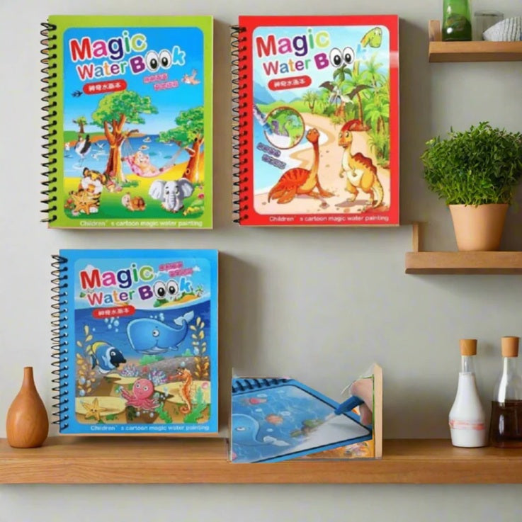 pack of 2 Water Marker Magic Book for Kids, 2 Different Theme Magic Books, Educational & Bonding Time for Kids, Reusable, Mess-Free Art with Quick Dry Technology