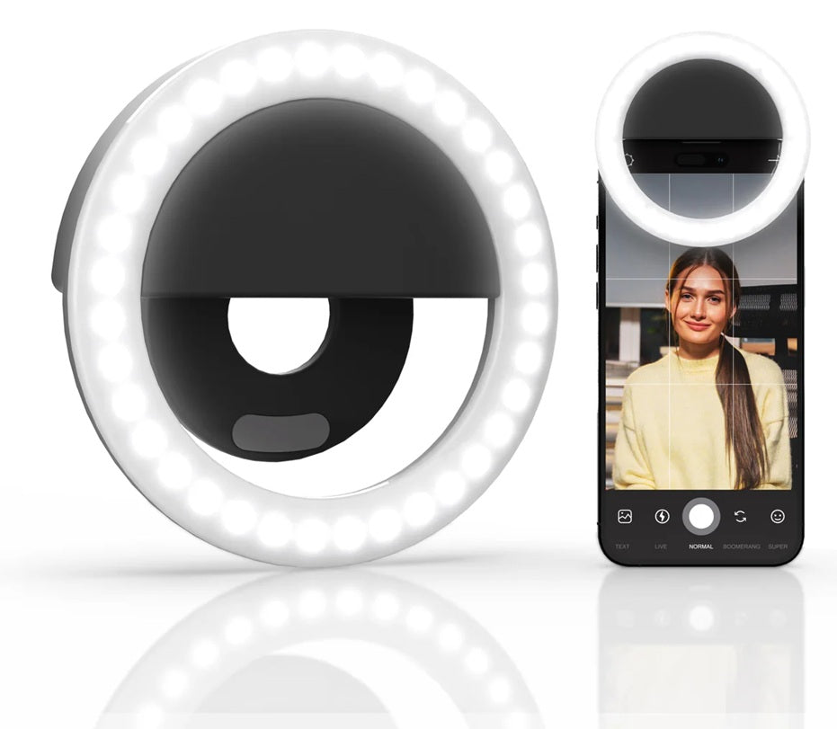 Portable LED Ring Selfie Light for All Smartphones, Tablets Enhancing Ring Light with 3 Level of Brightness for Photography Video Calling (Smart Phones Laptop Tablet)