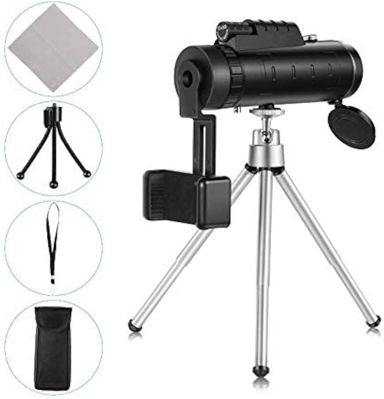 40X60HD Zoom Magnification Telescope + Mobile Phone Mount + Tripod for Adults and Children. High Power, Bi-Focal, FMC Coating and BAK4 Prism Optical Lens Gadget. Moon, Bird Watching/ Wildlife Hunting/ Stargazing/ Outdoor Camping Hiking/ Live Concert.