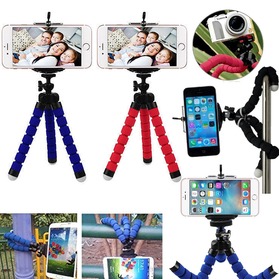 12 Inch Flexible Camera Tripod with Wrapable Disc Legs & Quick Release Plate + Universal Smartphone Mount + Bluetooth Wireless Remote Control Camera Shutter for Smartphones