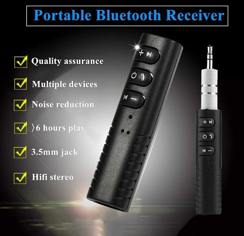 BT-450 Bluetooth Receiver | 3.5mm AUX Adapter for Car Audio & Speakers | Hands-Free Calling & Music Streaming | Compatible with Earphones & Stereo Systems