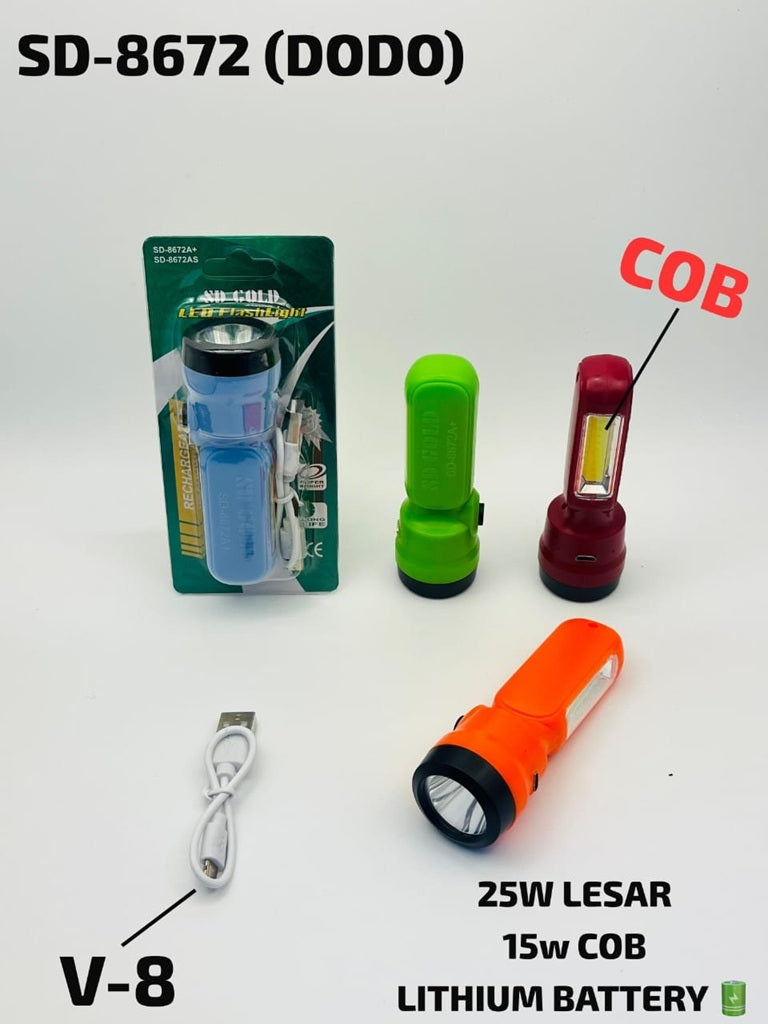 Rechargeable LED Torch - SD-8672A Mini Pocket Flashlight for Emergencies, Camping and More