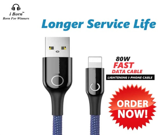 80 W FAST CHARGING LIGHTENING I-PHONE CABLE