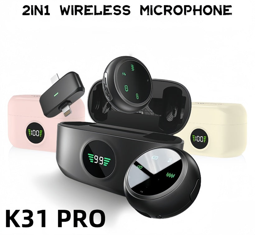 k31 pro Professional Wireless Magnetic Mic for iOS/Android Phone with 3-Lv Noise Cancel Microphone