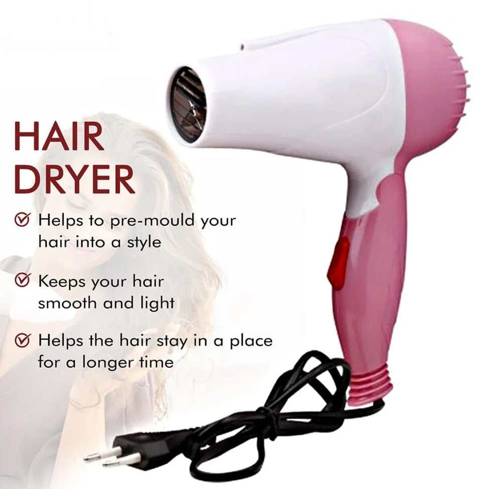 Professional 1000W Hair Dryer Plastic and Steal Pink and blue Medium Hair Dryer for Men and Women
