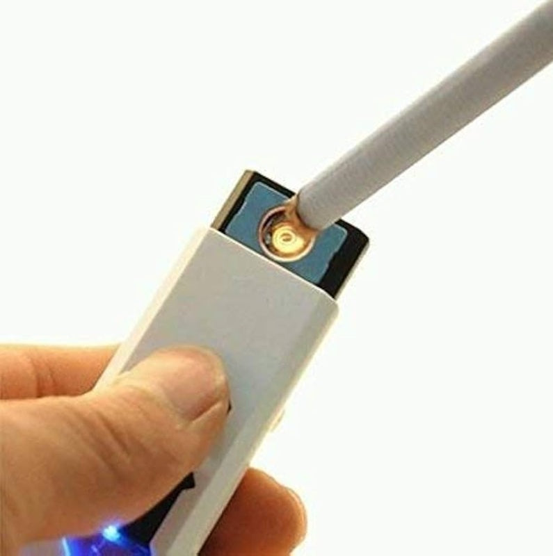 Generic USB Charging Lighter | Eco-Friendly, Smart, Flameless, Windproof, Portable, Modern, White Plastic Electronic Lighter