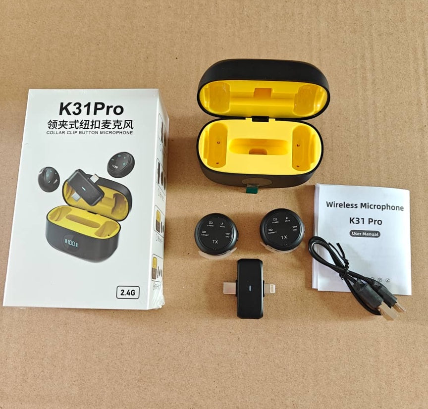 k31 pro Professional Wireless Magnetic Mic for iOS/Android Phone with 3-Lv Noise Cancel Microphone
