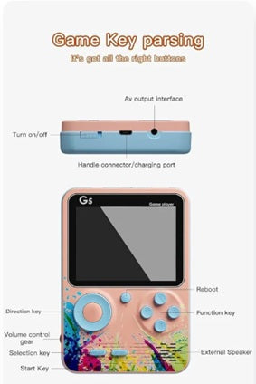 G5 5000 in 1 Retro Game Box Only for 1 Player, Handheld Classical Game PAD Can Play On TV, 500 Games Like Contra, Tank, Bomber Man Etc. (A Like Star Product) (Blue Grey)
