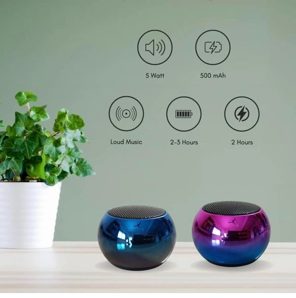 Mini Boost 4 Bluetooth Speaker 4D Mini Round Steel Speaker - Multicolor Random Colour - Pack of 1