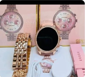 Gen 9 Diamond Strap HD Display 2 Straps Bluetooth Calling Smartwatch for Mens and Womens with 500+ Watch Faces (Rose Gold Strap)